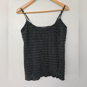 Energie Cami Tank Top Black Ruffle Fairycore Size XL